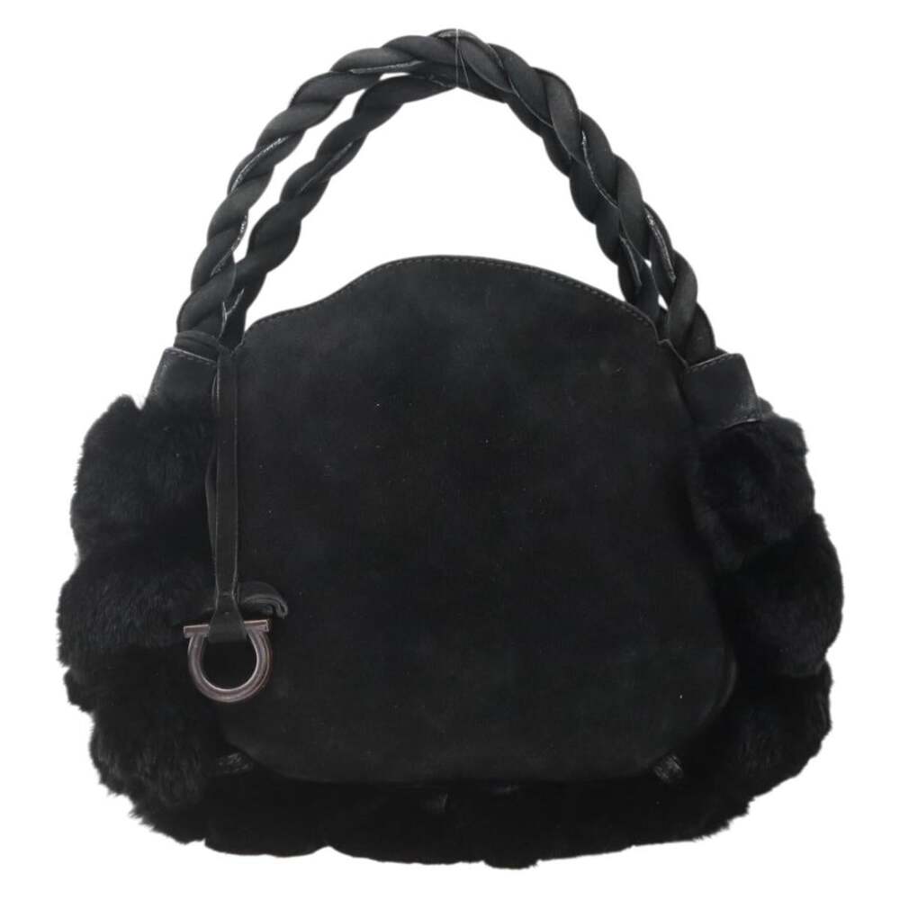 Salvatore Ferragamo Suede Handbag Black